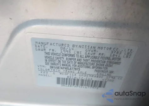 2014 Nissan Sentra S z USA, uszkodzony, nr VIN 3N1AB7AP4EL677973